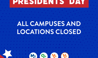 “Celebrating Presidents’ Day. All campuses and locations clo