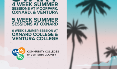 Promotional graphic for summer sessions at the Community Col Promotional graphic for summer sessions at the Community Col
