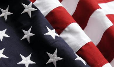 An up close view of the american flag.