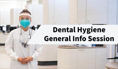 female Dental Hygiene student standing in lab with scrubs uniform and face shield