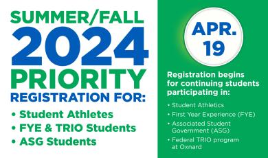 April 19: Summer/Fall 2024 Priority Registration (Phase II Begins)