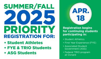 April 18: Summer/Fall 2025 Priority Registration (Phase II Begins)