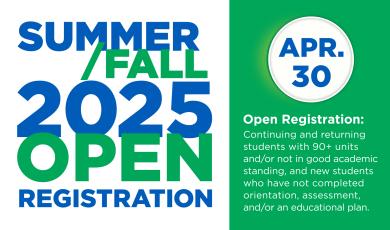 April 30: Summer/Fall 2025 OPEN Registration