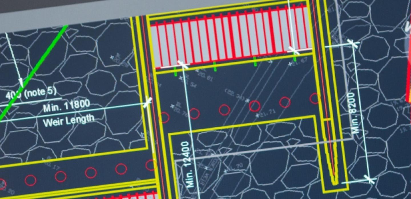 engineering schematic on computer screen