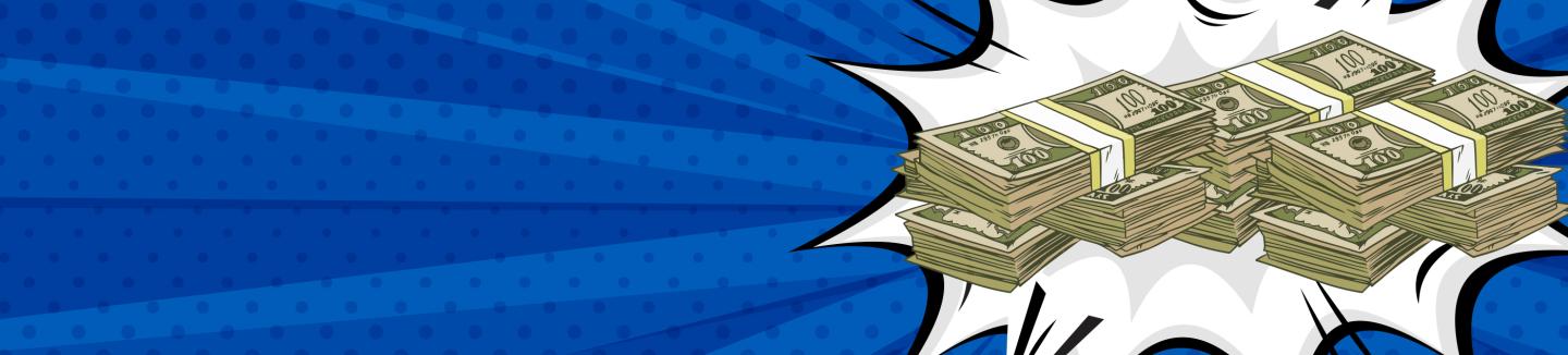 Comic book image of a stack of cash.