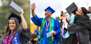 Students in regalia from MC, OC, and VC graduating. Moorpark